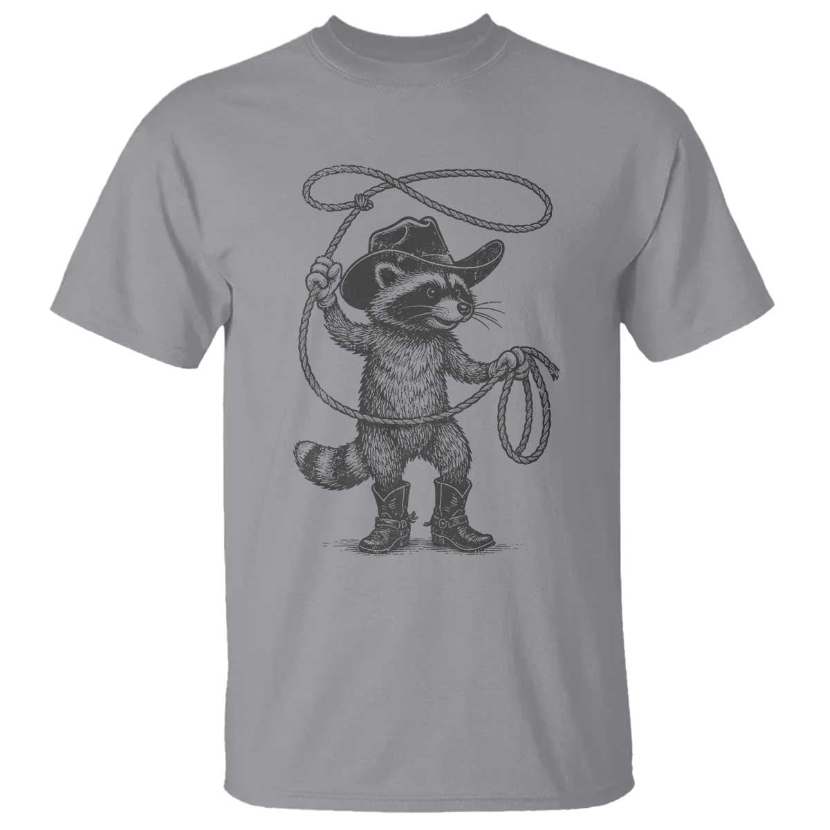 Vintage Raccoon Cowboy T Shirt Cowgirl Trash Panda Western Country Meme TS10 Sport Gray Print Your Wear