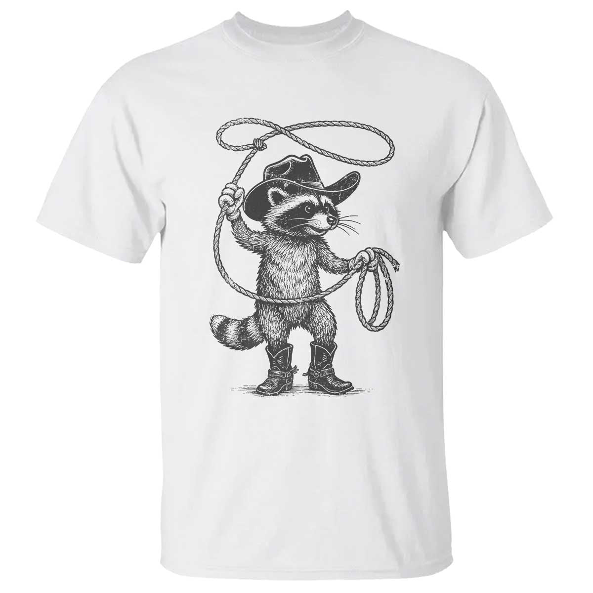 Vintage Raccoon Cowboy T Shirt Cowgirl Trash Panda Western Country Meme TS10 White Print Your Wear
