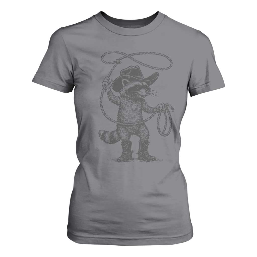 Vintage Raccoon Cowboy T Shirt For Women Cowgirl Trash Panda Western Country Meme TS10 Charcoal Print Your Wear
