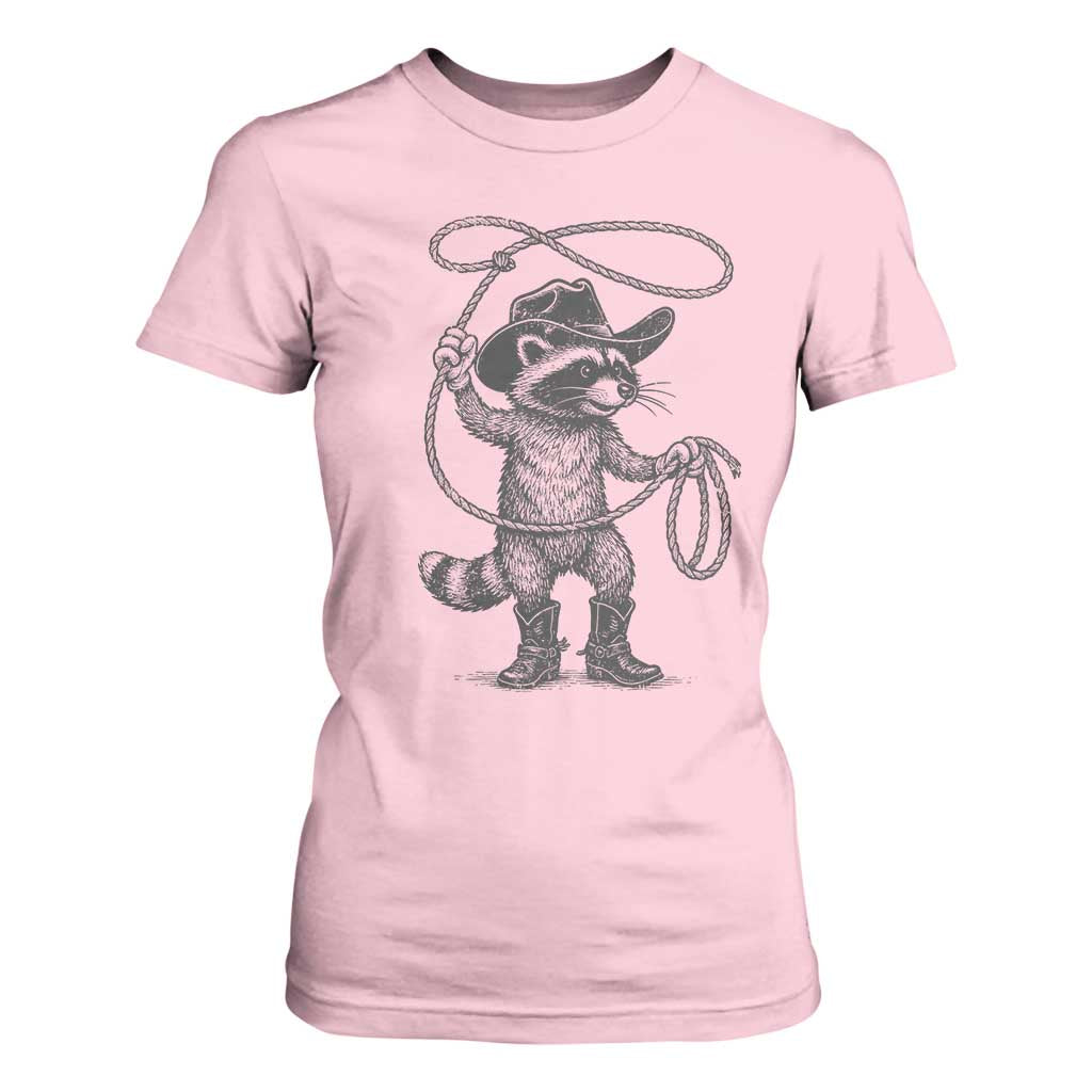 Vintage Raccoon Cowboy T Shirt For Women Cowgirl Trash Panda Western Country Meme TS10 Light Pink Print Your Wear