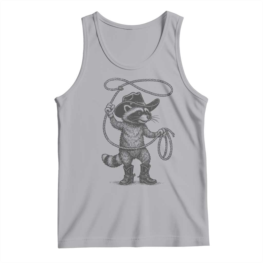 Vintage Raccoon Cowboy Tank Top Cowgirl Trash Panda Western Country Meme TS10 Athletic Heather Print Your Wear