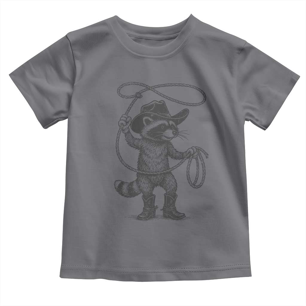 Vintage Raccoon Cowboy Toddler T Shirt Cowgirl Trash Panda Western Country Meme TS10 Charcoal Print Your Wear
