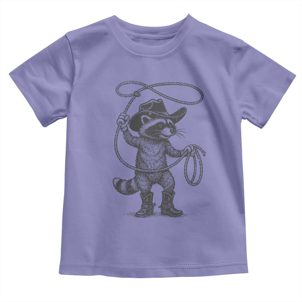 Vintage Raccoon Cowboy Toddler T Shirt Cowgirl Trash Panda Western Country Meme TS10 Violet Print Your Wear
