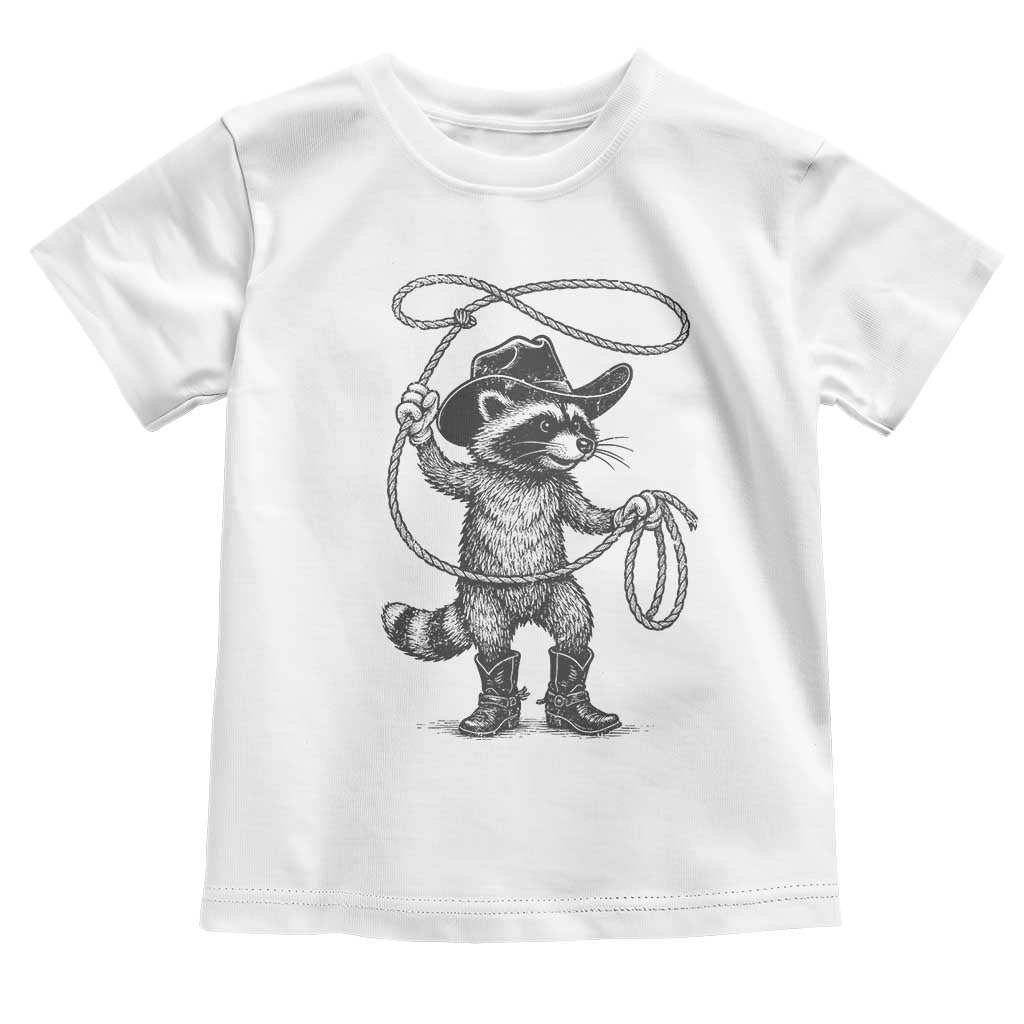 Vintage Raccoon Cowboy Toddler T Shirt Cowgirl Trash Panda Western Country Meme TS10 White Print Your Wear