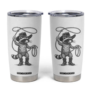Vintage Raccoon Cowboy Tumbler Cup Cowgirl Trash Panda Western Country Meme TS10 White Print Your Wear