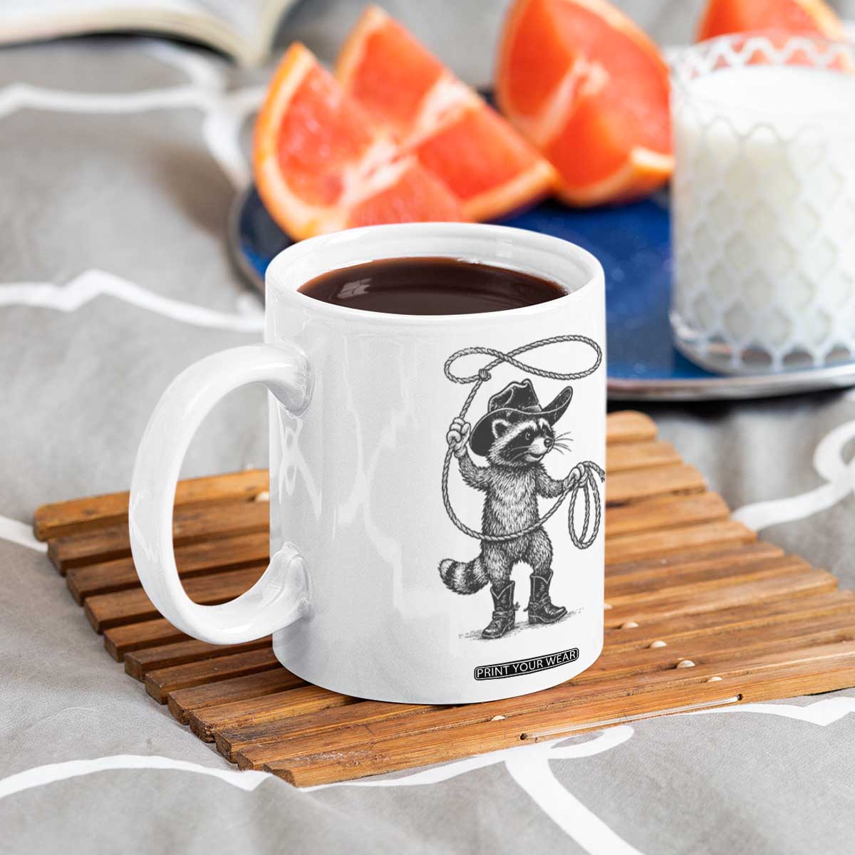 Vintage Raccoon Cowboy Coffee Mug Cowgirl Trash Panda Western Country Meme TS10 Print Your Wear