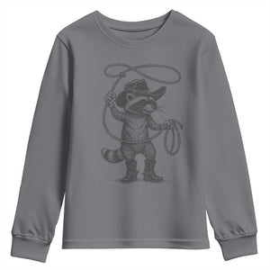 Vintage Raccoon Cowboy Youth Sweatshirt Cowgirl Trash Panda Western Country Meme TS10 Charcoal Print Your Wear