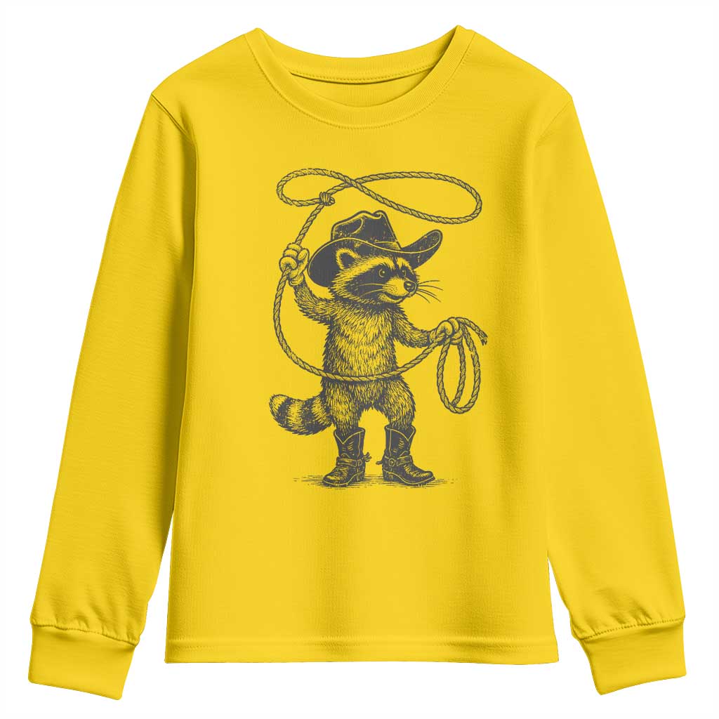 Vintage Raccoon Cowboy Youth Sweatshirt Cowgirl Trash Panda Western Country Meme TS10 Daisy Print Your Wear