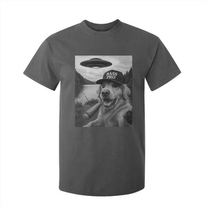 Dog Selfie With Alien UFO T Shirt For Kid Funny Fishing Golden Retriever Smoking Dog Lover TS10 Dark Heather Print Your Wear
