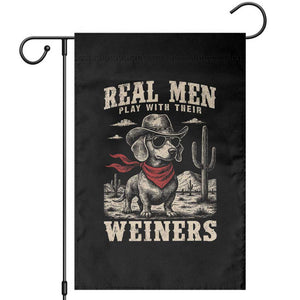Funny Dachshund Cowboy Garden Flag Real Men Play With Their Weiners TS10 Black Print Your Wear