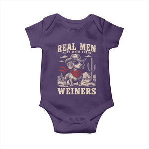 Funny Dachshund Cowboy Baby Onesie Real Men Play With Their Weiners TS10 Purple Print Your Wear