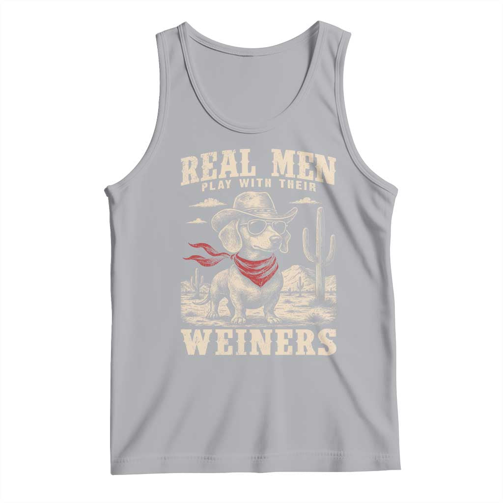 Funny Dachshund Cowboy Tank Top Real Men Play With Their Weiners TS10 Athletic Heather Print Your Wear