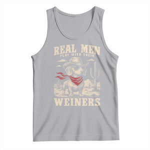 Funny Dachshund Cowboy Tank Top Real Men Play With Their Weiners TS10 Athletic Heather Print Your Wear