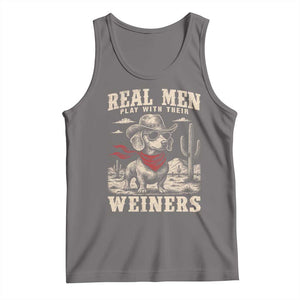 Funny Dachshund Cowboy Tank Top Real Men Play With Their Weiners TS10 Deep Heather Print Your Wear