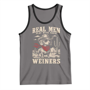 Funny Dachshund Cowboy Tank Top Real Men Play With Their Weiners TS10 Deep Heather Black Print Your Wear