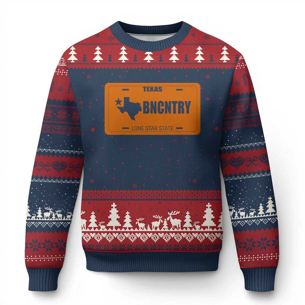 Texas Ugly Christmas Sweater Lone Star State Western Cowboy BNCNTRY Country TS10 Navy Red Print Your Wear