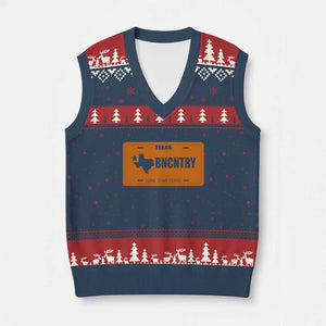 Texas V-Neck Knit Sweater Vest Lone Star State Western Cowboy BNCNTRY Country TS10 Navy Red Print Your Wear