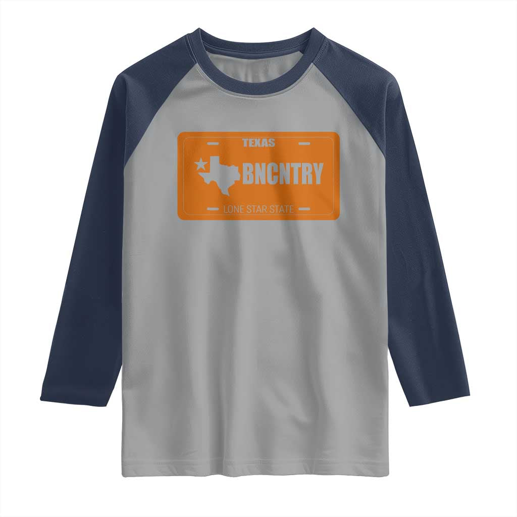 Texas Raglan Shirt Lone Star State Western Cowboy BNCNTRY Country TS10 Sport Gray Navy Print Your Wear