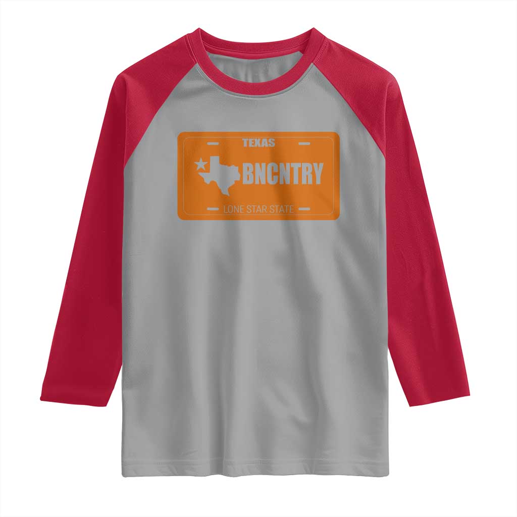 Texas Raglan Shirt Lone Star State Western Cowboy BNCNTRY Country TS10 Sport Gray Red Print Your Wear