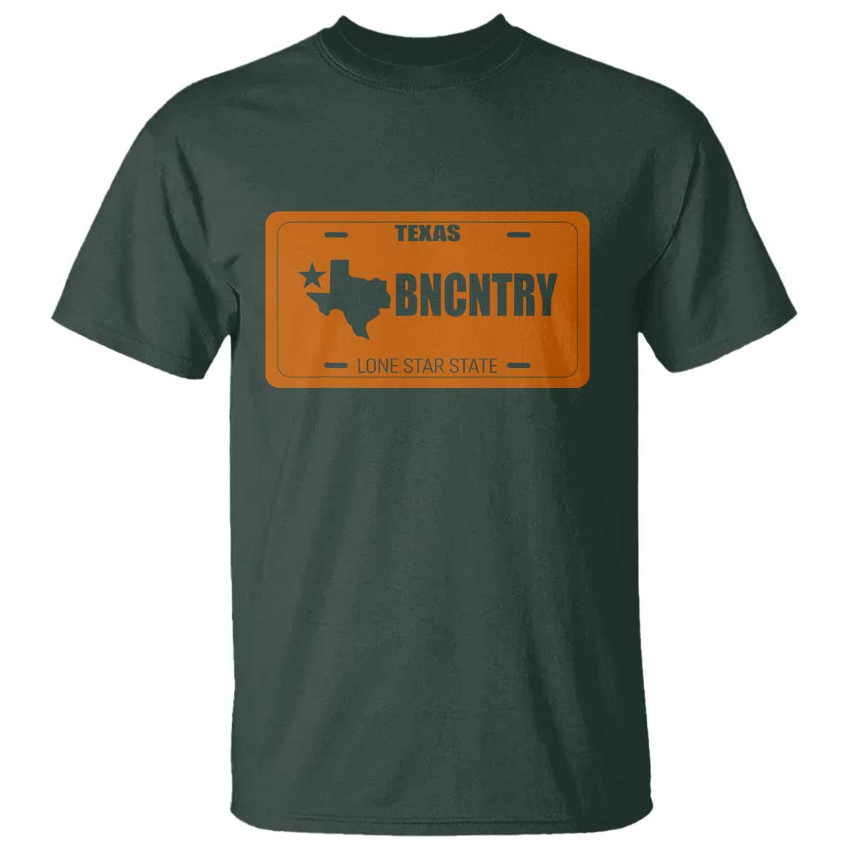 Texas T Shirt Lone Star State Western Cowboy BNCNTRY Country TS10 Dark Forest Green Print Your Wear