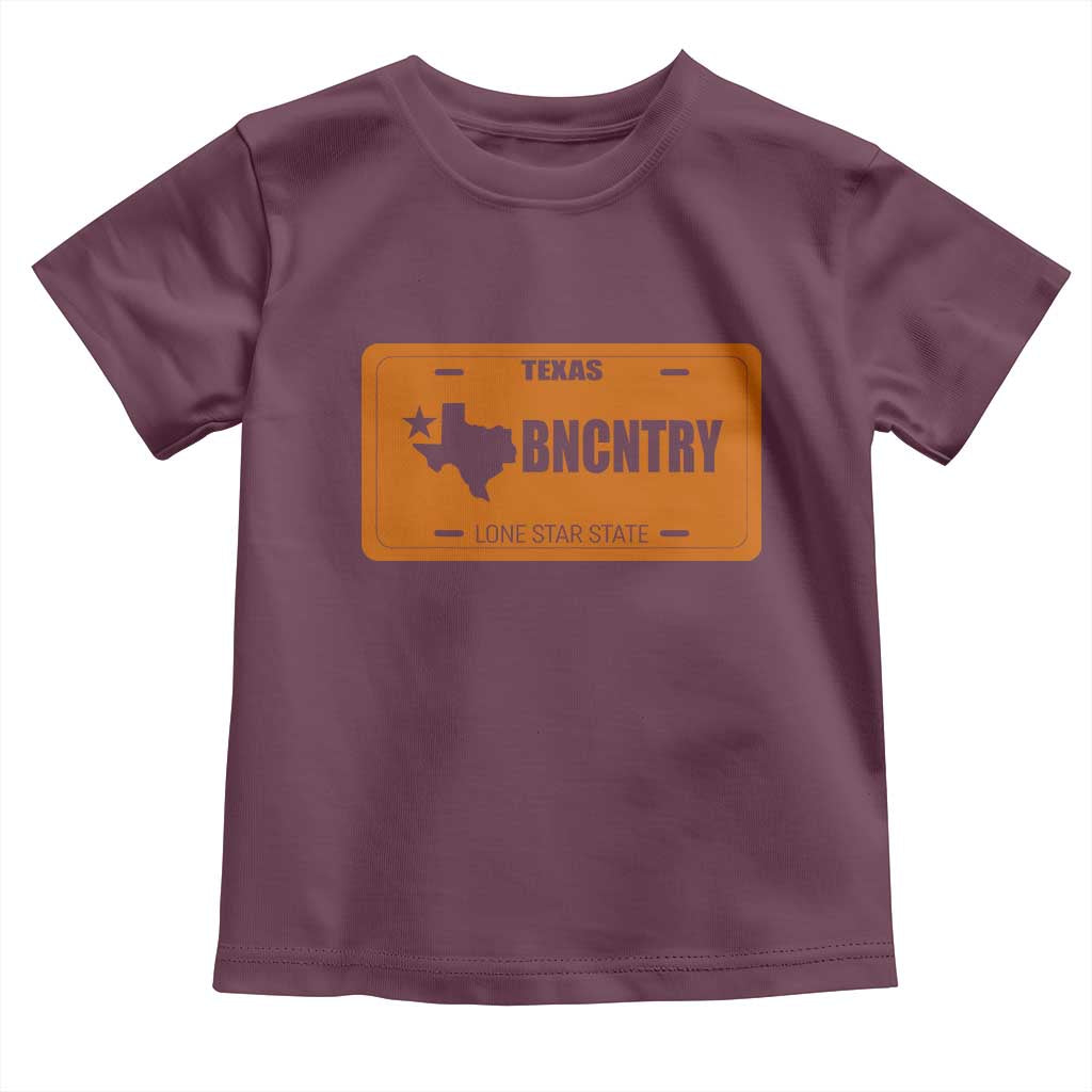 Texas Toddler T Shirt Lone Star State Western Cowboy BNCNTRY Country TS10 Maroon Print Your Wear