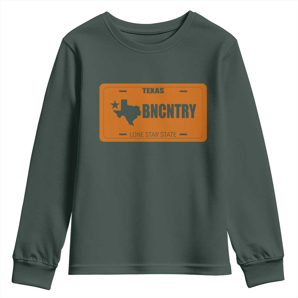 Texas Youth Sweatshirt Lone Star State Western Cowboy BNCNTRY Country TS10 Dark Forest Green Print Your Wear