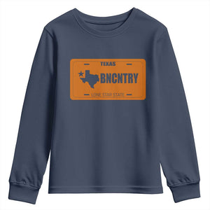 Texas Youth Sweatshirt Lone Star State Western Cowboy BNCNTRY Country TS10 Navy Print Your Wear