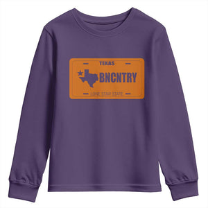 Texas Youth Sweatshirt Lone Star State Western Cowboy BNCNTRY Country TS10 Purple Print Your Wear