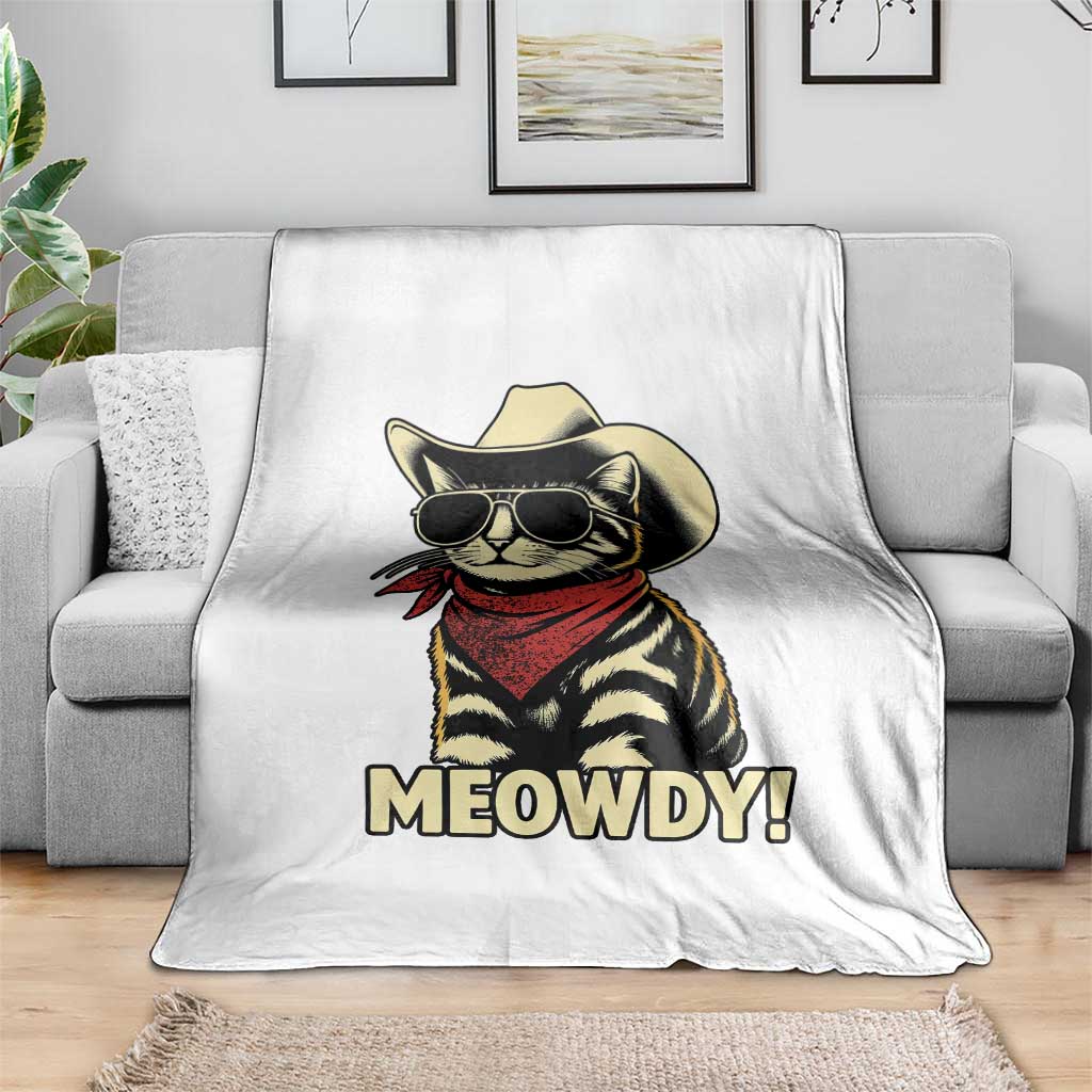 Vintage Cowboy Cat Throw Blanket Retro 90s Western Country Rodeo Meowdy Partner TS10 Print Your Wear