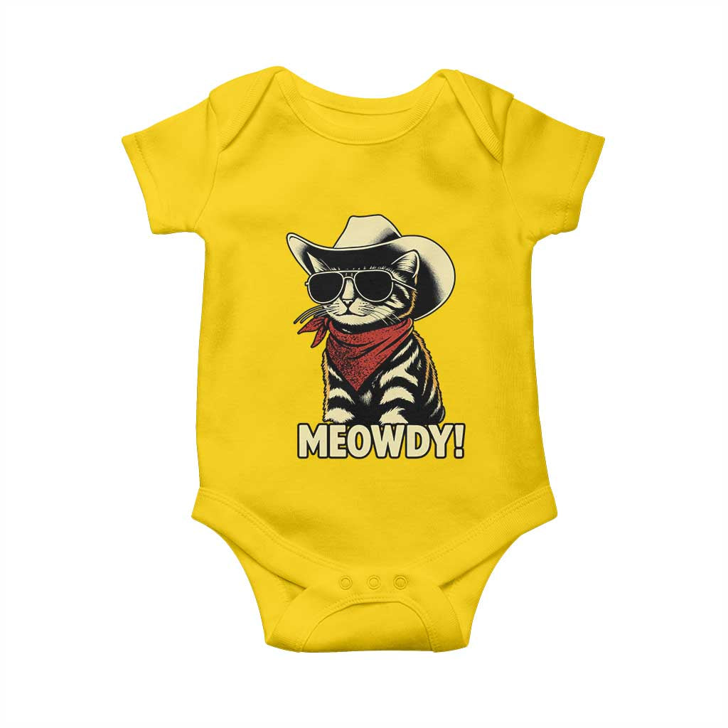 Vintage Cowboy Cat Baby Onesie Retro 90s Western Country Rodeo Meowdy Partner TS10 Daisy Print Your Wear