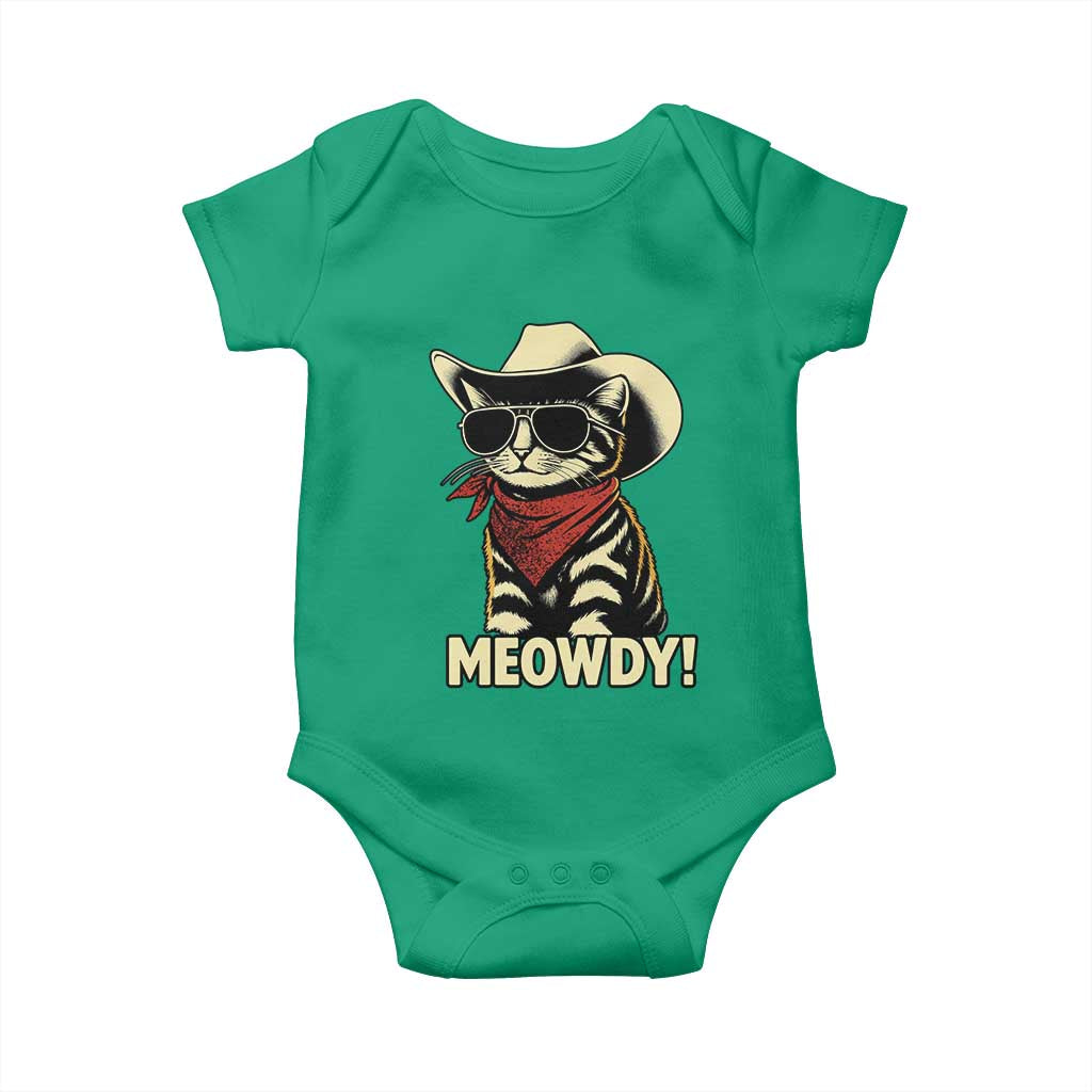 Vintage Cowboy Cat Baby Onesie Retro 90s Western Country Rodeo Meowdy Partner TS10 Irish Green Print Your Wear