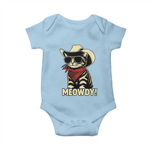 Vintage Cowboy Cat Baby Onesie Retro 90s Western Country Rodeo Meowdy Partner TS10 Light Blue Print Your Wear