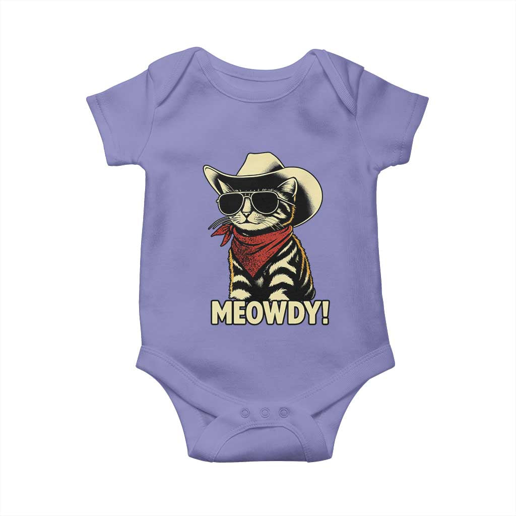 Vintage Cowboy Cat Baby Onesie Retro 90s Western Country Rodeo Meowdy Partner TS10 Violet Print Your Wear
