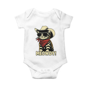 Vintage Cowboy Cat Baby Onesie Retro 90s Western Country Rodeo Meowdy Partner TS10 White Print Your Wear