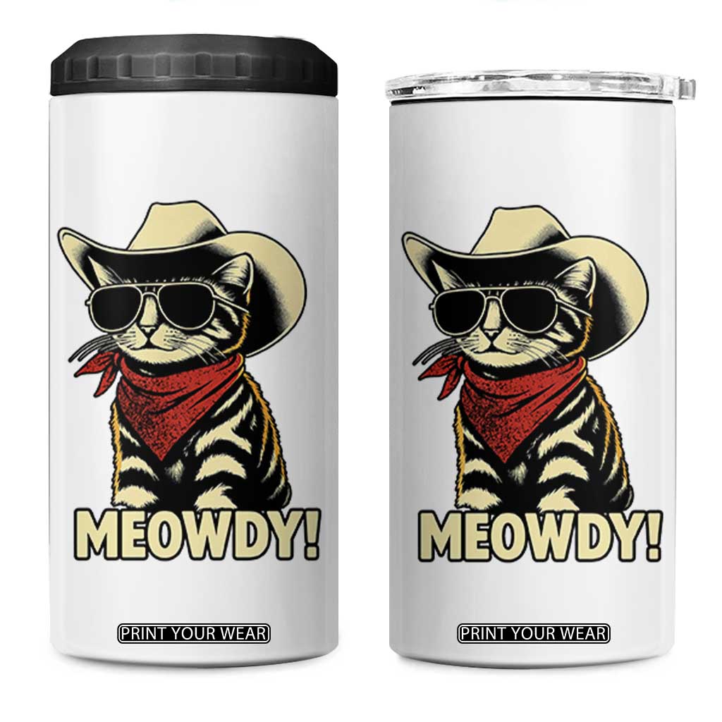 Vintage Cowboy Cat 4 in 1 Can Cooler Tumbler Retro 90s Western Country Rodeo Meowdy Partner TS10 One Size: 16 oz White Print Your Wear