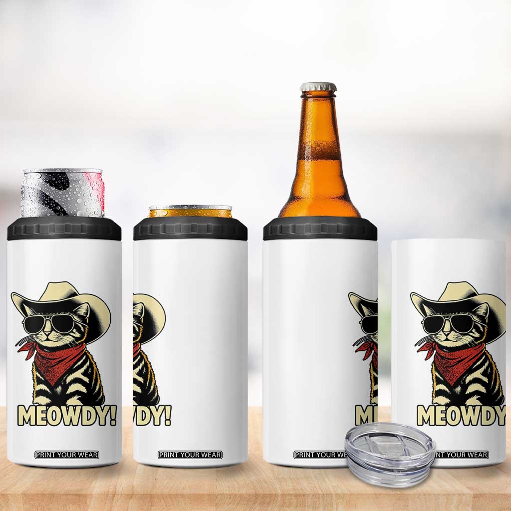 Vintage Cowboy Cat 4 in 1 Can Cooler Tumbler Retro 90s Western Country Rodeo Meowdy Partner TS10 Print Your Wear