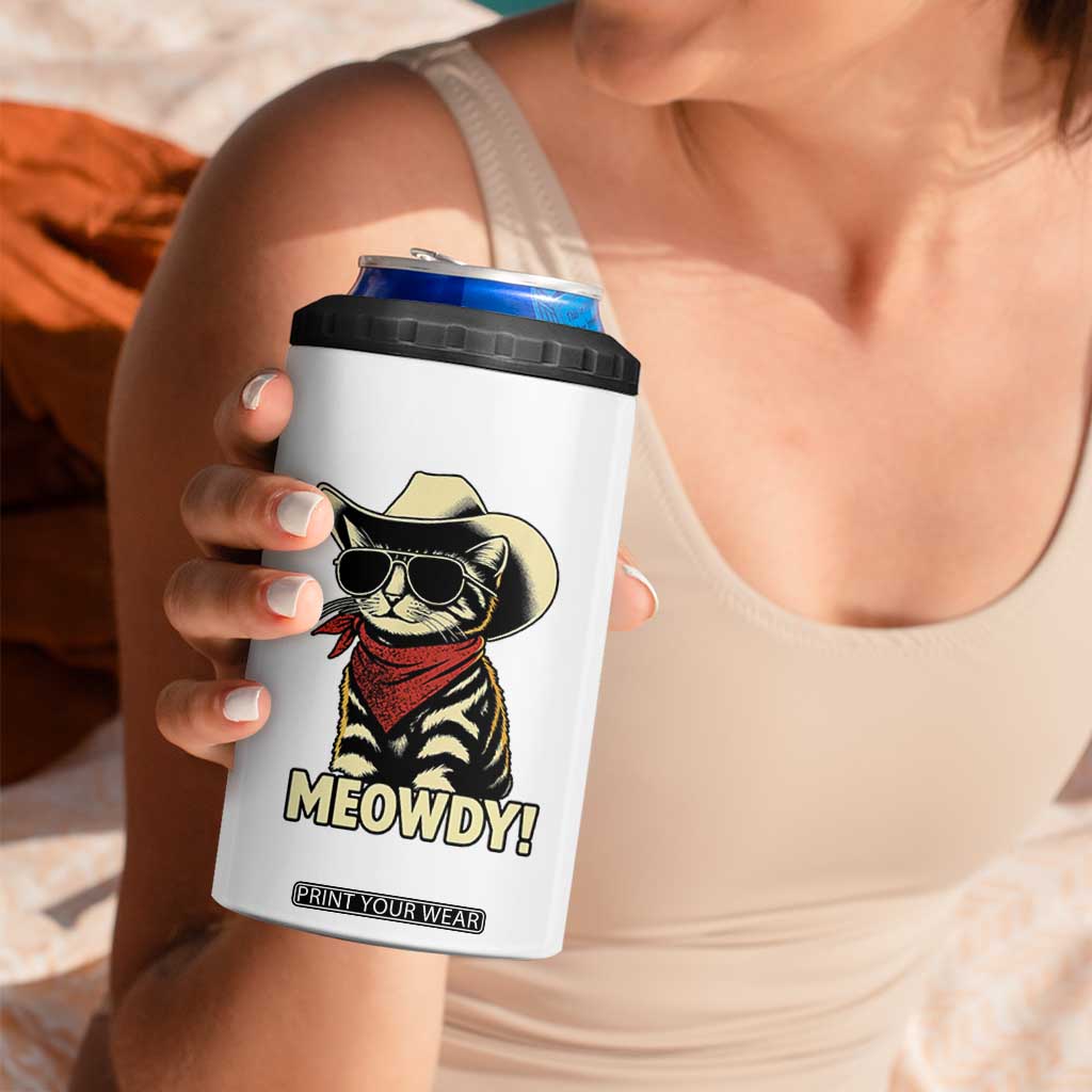 Vintage Cowboy Cat 4 in 1 Can Cooler Tumbler Retro 90s Western Country Rodeo Meowdy Partner TS10 Print Your Wear