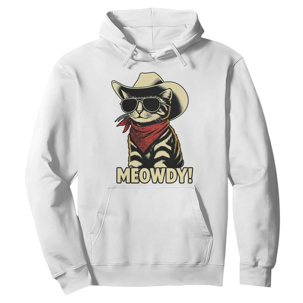 Vintage Cowboy Cat Hoodie Retro 90s Western Country Rodeo Meowdy Partner TS10 White Print Your Wear