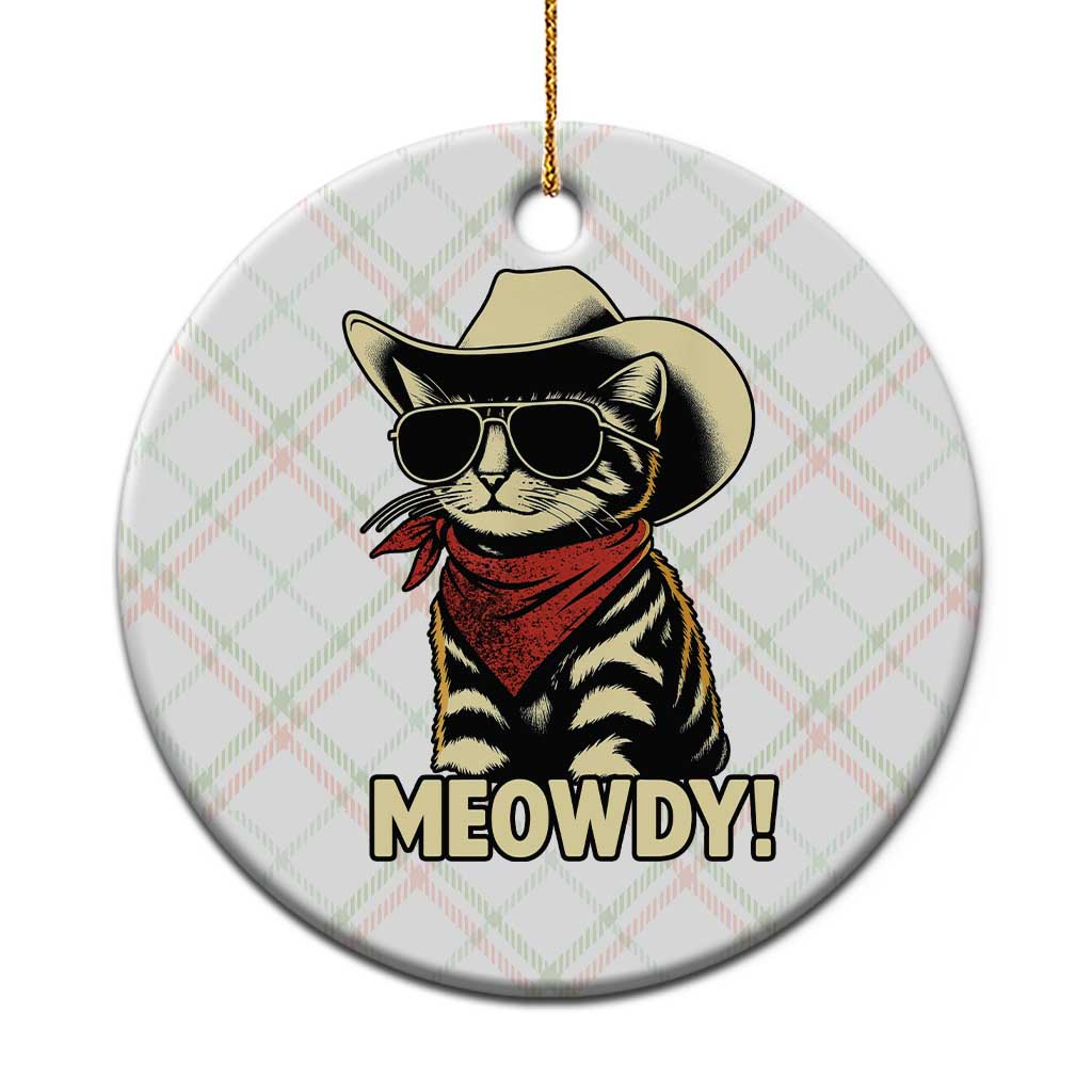 Vintage Cowboy Cat Ceramic Ornament Retro 90s Western Country Rodeo Meowdy Partner TS10 1pc Christmas Plaid Print Your Wear