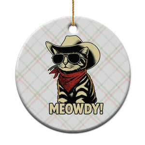 Vintage Cowboy Cat Ceramic Ornament Retro 90s Western Country Rodeo Meowdy Partner TS10 1pc Christmas Plaid Print Your Wear