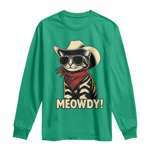 Vintage Cowboy Cat Long Sleeve Shirt Retro 90s Western Country Rodeo Meowdy Partner TS10 Irish Green Print Your Wear