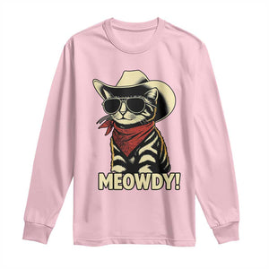 Vintage Cowboy Cat Long Sleeve Shirt Retro 90s Western Country Rodeo Meowdy Partner TS10 Light Pink Print Your Wear