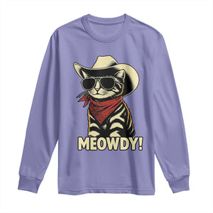 Vintage Cowboy Cat Long Sleeve Shirt Retro 90s Western Country Rodeo Meowdy Partner TS10 Violet Print Your Wear