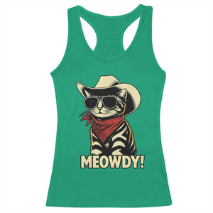 Vintage Cowboy Cat Racerback Tank Top Retro 90s Western Country Rodeo Meowdy Partner TS10 Irish Green Print Your Wear