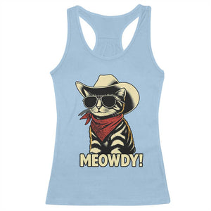 Vintage Cowboy Cat Racerback Tank Top Retro 90s Western Country Rodeo Meowdy Partner TS10 Light Blue Print Your Wear