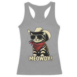 Vintage Cowboy Cat Racerback Tank Top Retro 90s Western Country Rodeo Meowdy Partner TS10 Sport Gray Print Your Wear