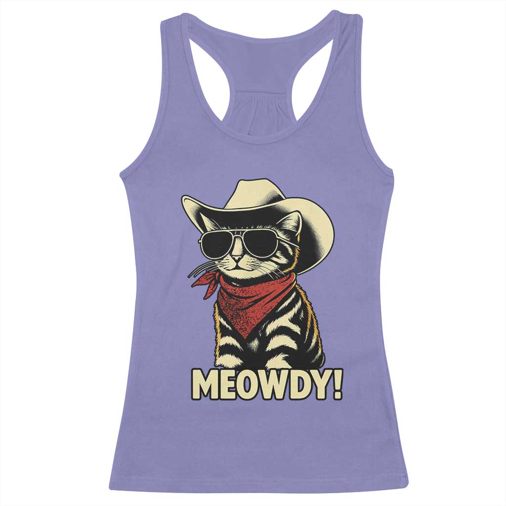 Vintage Cowboy Cat Racerback Tank Top Retro 90s Western Country Rodeo Meowdy Partner TS10 Violet Print Your Wear