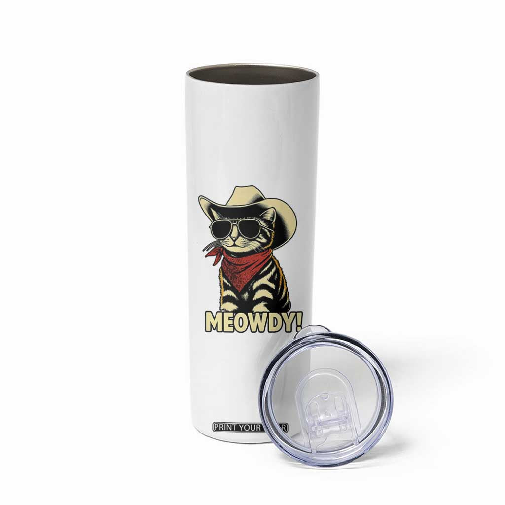 Vintage Cowboy Cat Skinny Tumbler Retro 90s Western Country Rodeo Meowdy Partner TS10 Print Your Wear