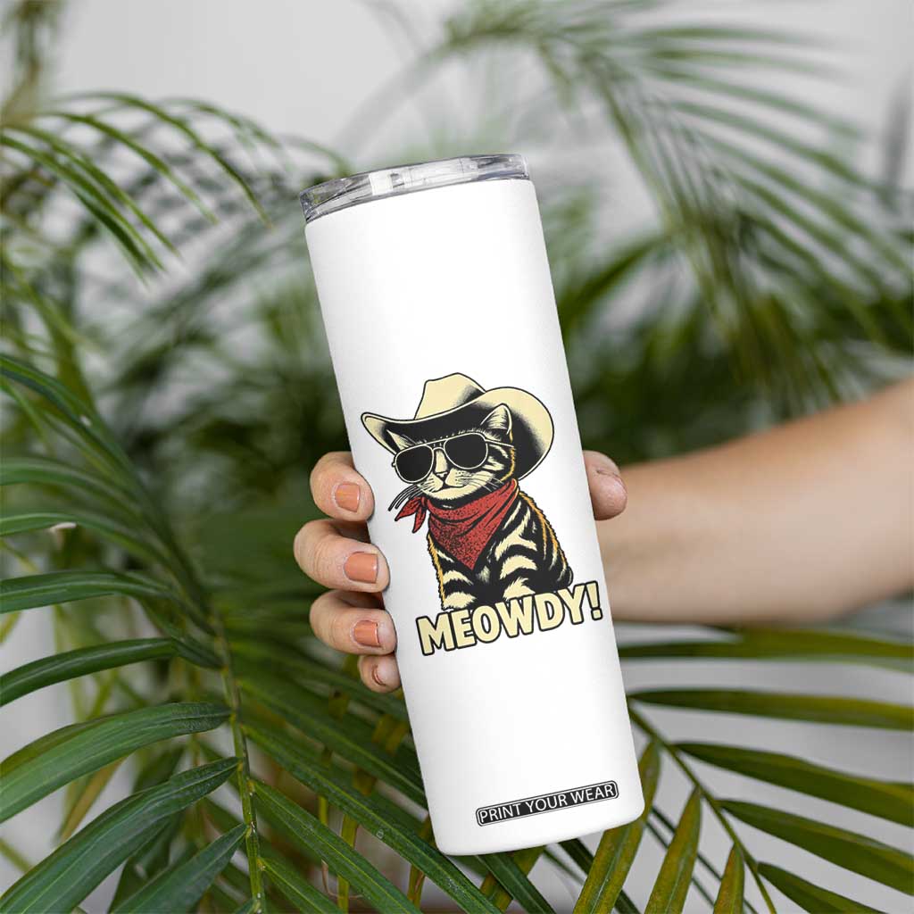 Vintage Cowboy Cat Skinny Tumbler Retro 90s Western Country Rodeo Meowdy Partner TS10 Print Your Wear