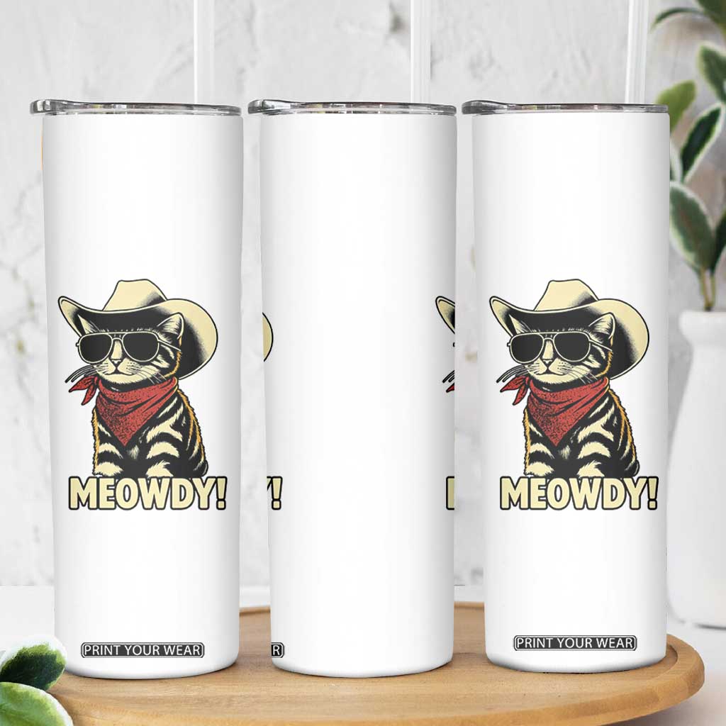Vintage Cowboy Cat Skinny Tumbler Retro 90s Western Country Rodeo Meowdy Partner TS10 Print Your Wear